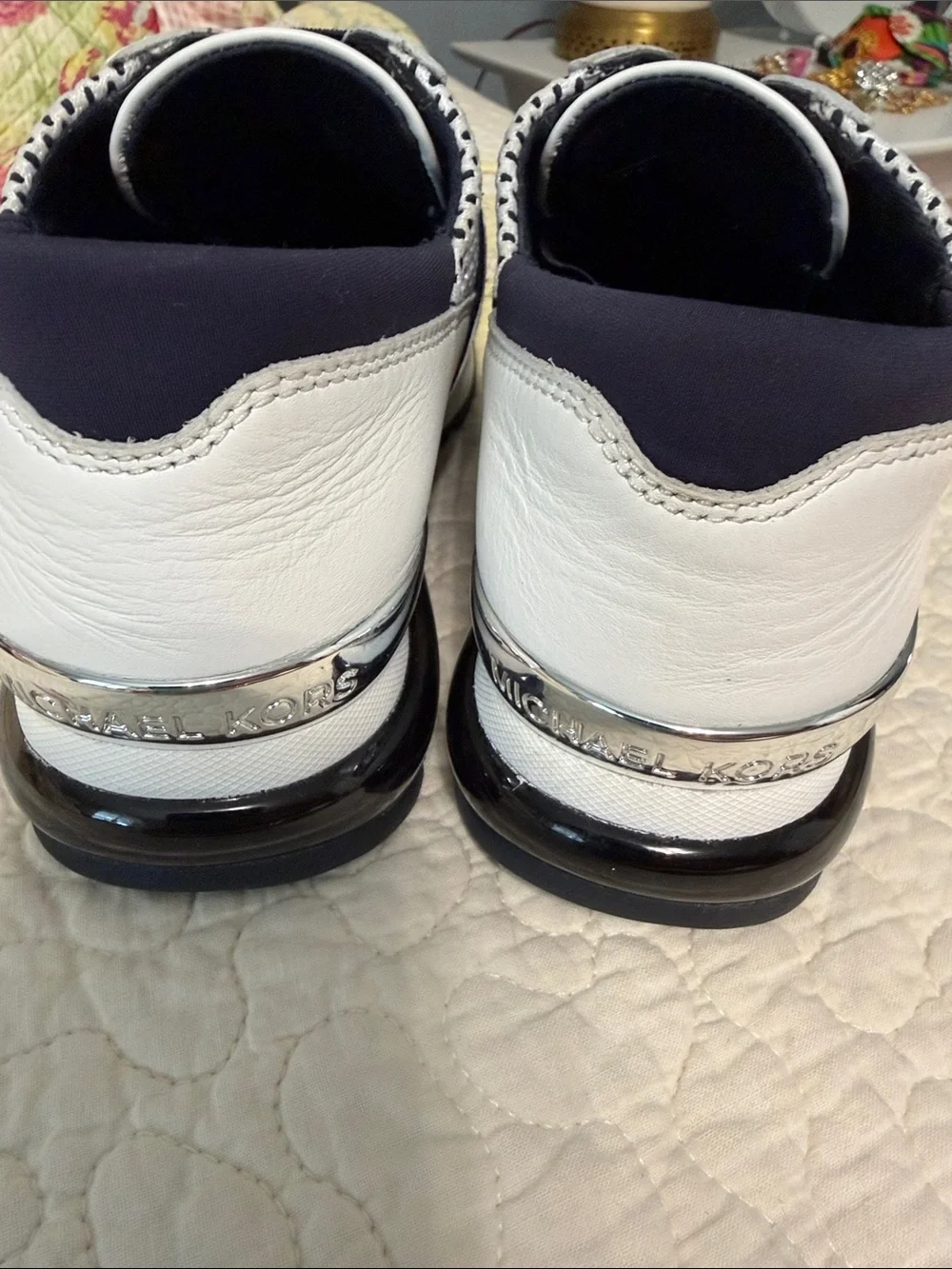 Michael Kors Felix Trainers White Navy Size 8.5